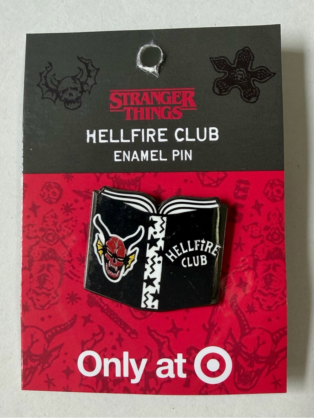 Stranger Things Pin Hellfire Club Enamel Lapel Pin Brooch Demon Logo Open Book